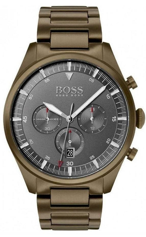 Buy Shop Hugo Boss Pioneer Quartz Gray Dial Brown Steel Strap Watch for Men - 1513715 USA Online
