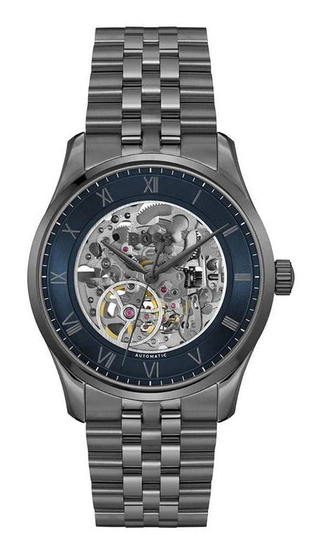 Buy Shop Hugo Boss Principle Skeleton Blue Dial Grey Steel Strap Watch for Men - 1514254 USA Online