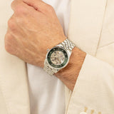 Buy Shop Hugo Boss Principle Skeleton Green Dial Silver Steel Strap Watch for Men - 1514236 USA Online