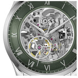 Buy Shop Hugo Boss Principle Skeleton Green Dial Silver Steel Strap Watch for Men - 1514236 USA Online