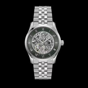 Buy Shop Hugo Boss Principle Skeleton Green Dial Silver Steel Strap Watch for Men - 1514236 USA Online
