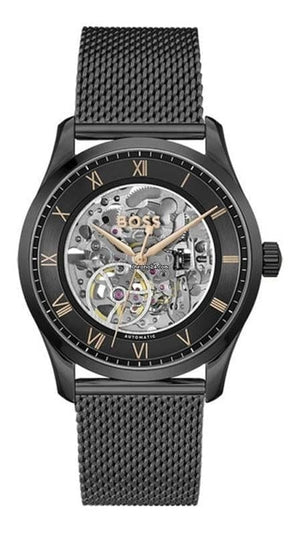 Buy Shop Hugo Boss Principle Skeleton Grey Dial Grey Mesh Strap Watch for Men - 1514255 USA Online