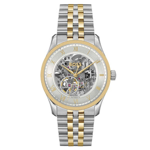 Buy Shop Hugo Boss Principle Skeleton Silver Dial Two Tone Steel Strap Watch for Men - 1514237 USA Online