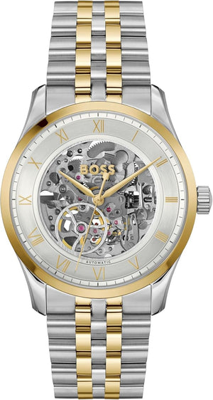 Buy Shop Hugo Boss Principle Skeleton Silver Dial Two Tone Steel Strap Watch for Men - 1514237 USA Online