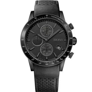 Buy Shop Hugo Boss Rafale Chronograph Black Dial Black Leather Strap Watch For Men - 1513456 USA Online