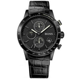 Buy Shop Hugo Boss Rafale Chronograph Black Dial Black Leather Strap Watch For Men - 1513389 USA Online
