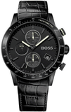 Buy Shop Hugo Boss Rafale Chronograph Black Dial Black Leather Strap Watch For Men - 1513389 USA Online