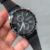 Buy Shop Hugo Boss Rafale Chronograph Black Dial Black Leather Strap Watch For Men - 1513390 USA Online