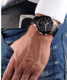 Buy Shop Hugo Boss Rafale Chronograph Black Dial Black Leather Strap Watch For Men - 1513390 USA Online