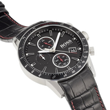 Buy Shop Hugo Boss Rafale Chronograph Black Dial Black Leather Strap Watch For Men - 1513390 USA Online