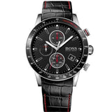 Buy Shop Hugo Boss Rafale Chronograph Black Dial Black Leather Strap Watch For Men - 1513390 USA Online