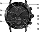 Buy Shop Hugo Boss Rafale Chronograph Black Dial Black Leather Strap Watch For Men - 1513456 USA Online
