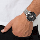 Buy Shop Hugo Boss Rafale Chronograph Black Dial Silver Steel Strap Watch for Men - 1513509 USA Online