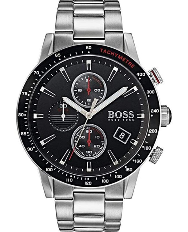 Buy Shop Hugo Boss Rafale Chronograph Black Dial Silver Steel Strap Watch for Men - 1513509 USA Online