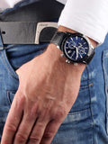 Buy Shop Hugo Boss Rafale Chronograph Blue Dial Black Leather Strap Watch For Men - 1513391 USA Online