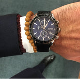 Buy Shop Hugo Boss Rafale Chronograph Blue Dial Black Leather Strap Watch For Men - 1513391 USA Online