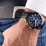 Buy Shop Hugo Boss Rafale Chronograph Blue Dial Black Leather Strap Watch For Men - 1513391 USA Online
