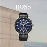 Buy Shop Hugo Boss Rafale Chronograph Blue Dial Black Leather Strap Watch For Men - 1513391 USA Online