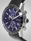 Buy Shop Hugo Boss Rafale Chronograph Blue Dial Black Leather Strap Watch For Men - 1513391 USA Online