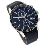 Buy Shop Hugo Boss Rafale Chronograph Blue Dial Black Leather Strap Watch For Men - 1513391 USA Online