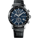 Buy Shop Hugo Boss Rafale Chronograph Blue Dial Black Leather Strap Watch For Men - 1513391 USA Online