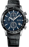 Buy Shop Hugo Boss Rafale Chronograph Blue Dial Black Leather Strap Watch For Men - 1513391 USA Online