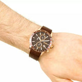 Buy Shop Hugo Boss Rafale Chronograph Brown Dial Brown Leather Strap Watch For Men - 1513392 USA Online