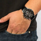 Buy Shop Hugo Boss Rafale Chronograph Grey Dial Black Leather Strap Watch For Men - HB1513445 USA Online