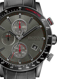 Buy Shop Hugo Boss Rafale Chronograph Grey Dial Black Leather Strap Watch For Men - HB1513445 USA Online