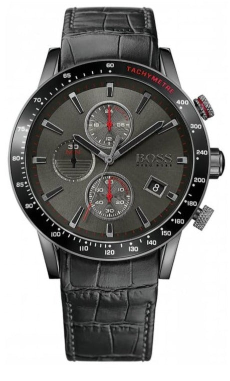 Buy Shop Hugo Boss Rafale Chronograph Grey Dial Black Leather Strap Watch For Men - HB1513445 USA Online