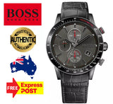 Buy Shop Hugo Boss Rafale Chronograph Grey Dial Grey Leather Strap Watch For Men - 1513445 USA Online