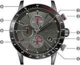 Buy Shop Hugo Boss Rafale Chronograph Grey Dial Grey Leather Strap Watch For Men - 1513445 USA Online