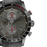 Buy Shop Hugo Boss Rafale Chronograph Grey Dial Grey Leather Strap Watch For Men - 1513445 USA Online