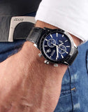 Buy Shop Hugo Boss Rafale Chronograph Quartz Blue Dial Black Leather Strap Watch For Men - HB1513391 USA Online