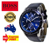 Buy Shop Hugo Boss Rafale Chronograph Quartz Blue Dial Black Leather Strap Watch For Men - HB1513391 USA Online