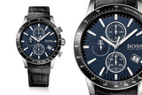Buy Shop Hugo Boss Rafale Chronograph Quartz Blue Dial Black Leather Strap Watch For Men - HB1513391 USA Online