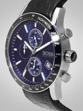 Buy Shop Hugo Boss Rafale Chronograph Quartz Blue Dial Black Leather Strap Watch For Men - HB1513391 USA Online