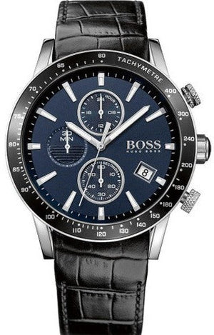 Buy Shop Hugo Boss Rafale Chronograph Quartz Blue Dial Black Leather Strap Watch For Men - HB1513391 USA Online