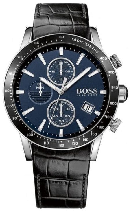 Buy Shop Hugo Boss Rafale Chronograph Quartz Blue Dial Black Leather Strap Watch For Men - HB1513391 USA Online