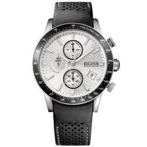 Buy Shop Hugo Boss Rafale Chronograph Quartz Silver Dial Black Leather Strap Watch For Men - 1513403 USA Online