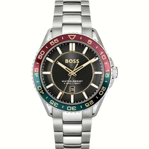 Buy Shop Hugo Boss Runner 3H Black Dial Silver Steel Strap Watch for Men - 1514210 USA Online