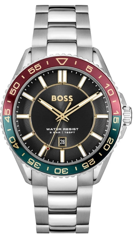 Buy Shop Hugo Boss Runner 3H Black Dial Silver Steel Strap Watch for Men - 1514210 USA Online