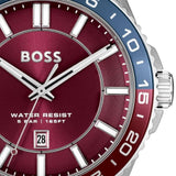 Buy Shop Hugo Boss Runner 3H Burgundy Dial Silver Steel Strap Watch for Men - 1514209 USA Online