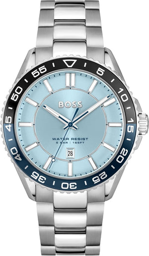 Buy Shop Hugo Boss Runner 3H Light Blue Dial Silver Steel Strap Watch for Men - 1514207 USA Online