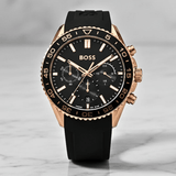 Buy Shop Hugo Boss Runner Chronograph Black Dial Black Silicone Strap Watch for Men - 1514168 USA Online