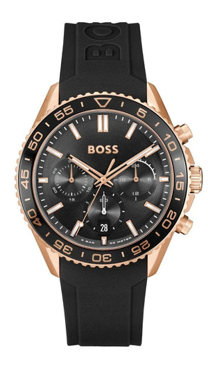 Buy Shop Hugo Boss Runner Chronograph Black Dial Black Silicone Strap Watch for Men - 1514168 USA Online