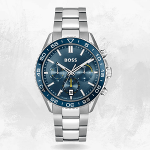 Buy Shop Hugo Boss Runner Chronograph Blue Dial Silver Steel Strap Watch for Men - 1514143 USA Online