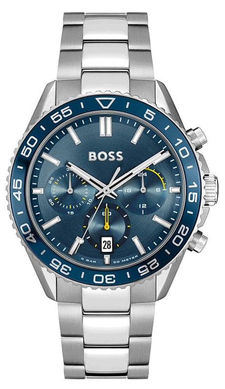 Buy Shop Hugo Boss Runner Chronograph Blue Dial Silver Steel Strap Watch for Men - 1514143 USA Online