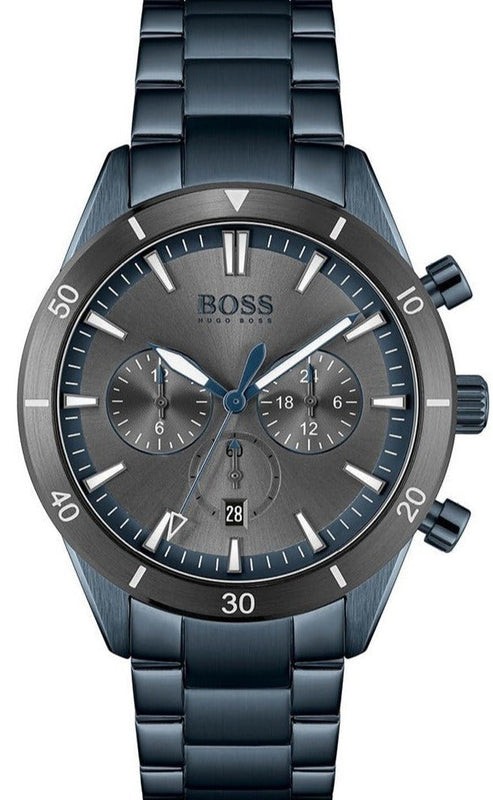 Buy Shop Hugo Boss Santiago Grey Dial Blue Steel Strap Watch for Men - 1513865 USA Online