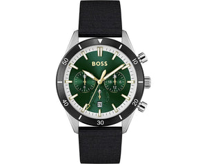 Buy Shop Hugo Boss Santiago Green Dial Black Nylon Strap Watch for Men - 1513936 USA Online